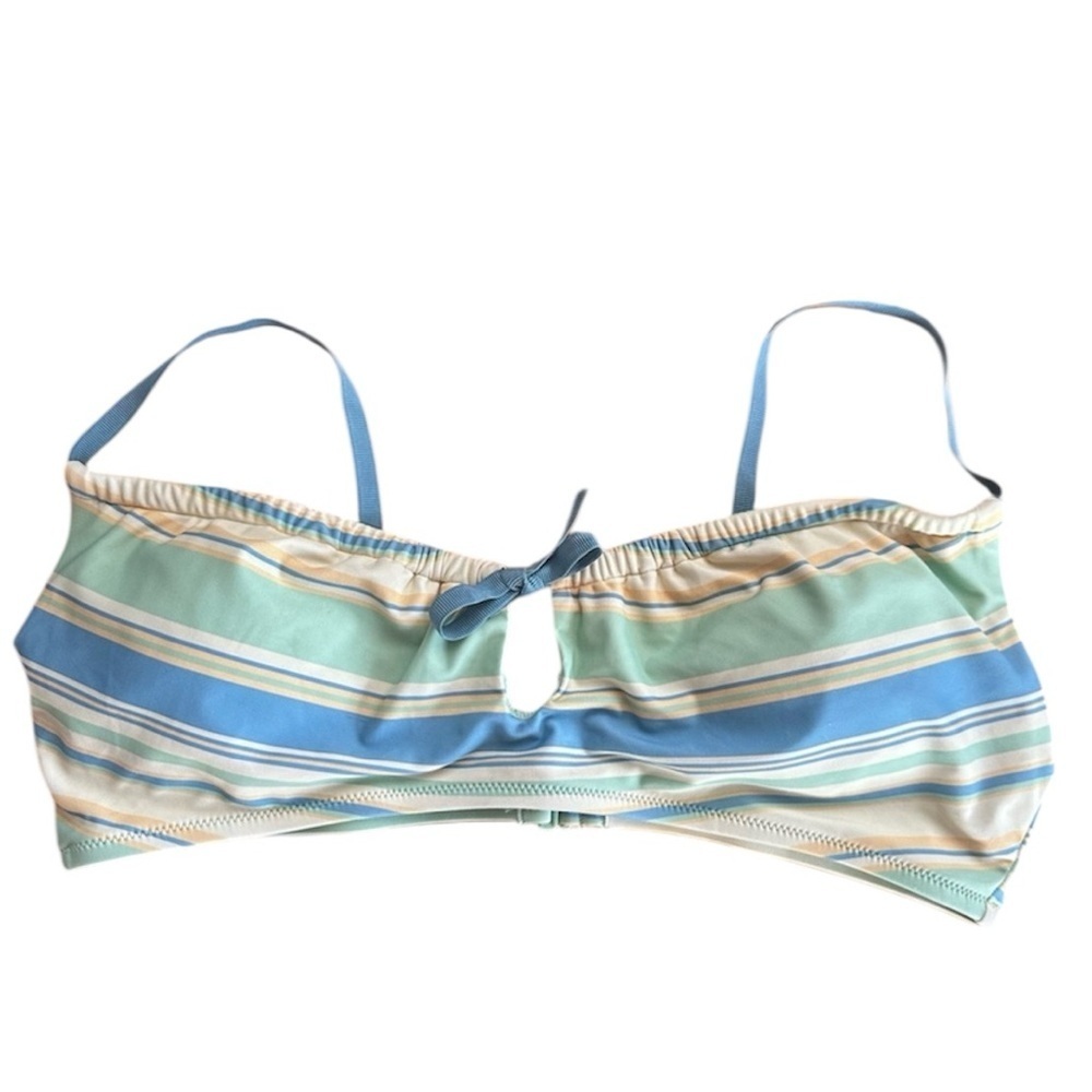 🆕 AERIE BIKINI TOP Striped Blue and Green Bralette NWT size large